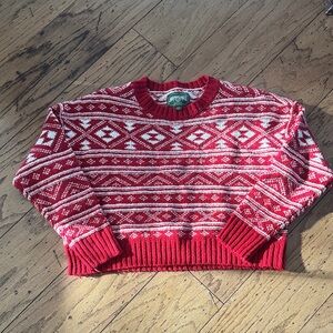 American Eagle Red and White Patterned Sweater